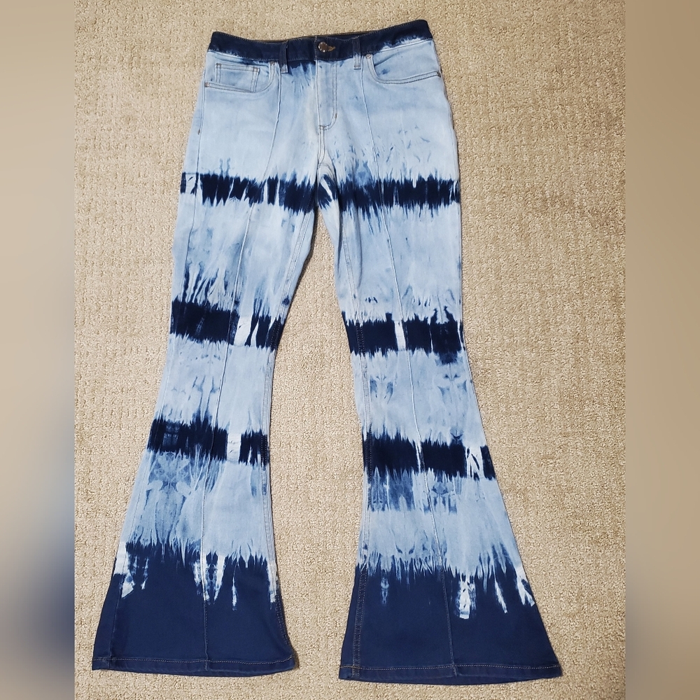 Tie-Dye Flared Jeans Hippie Style Size 8